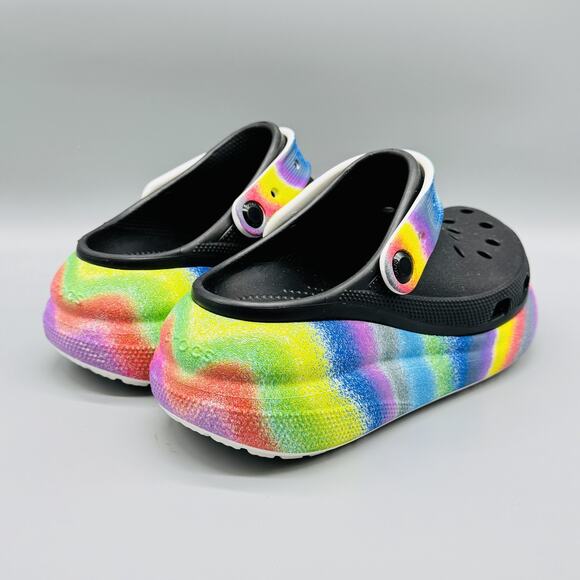 Crocs Shoes Womens 7 Platform Rainbow Tie Dye Classic Bae Clog Foam Slip On - Picture 9 of 12